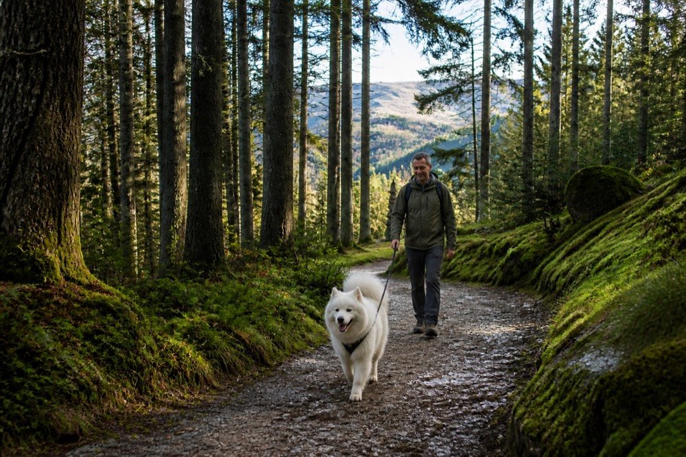 A dog enjoying Coniston & South Lakes
