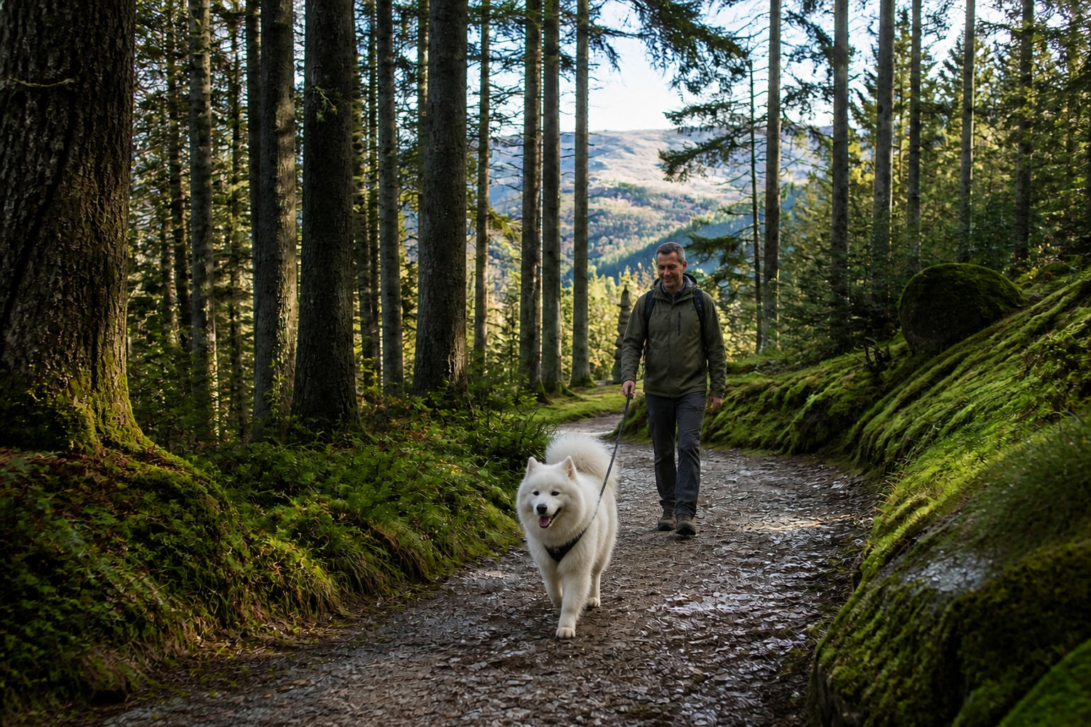 A dog enjoying Coniston & South Lakes